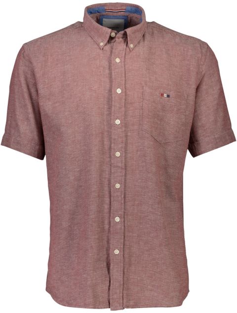 Bison - Cotton Linen Skjorte Deep Red billede 1