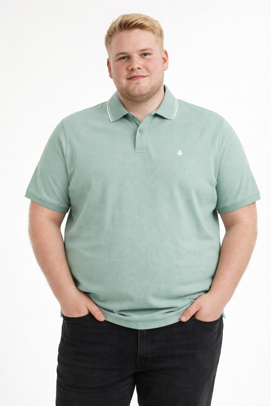 Jack & Jones - Austin Polo m. Trim - Mineral Blue