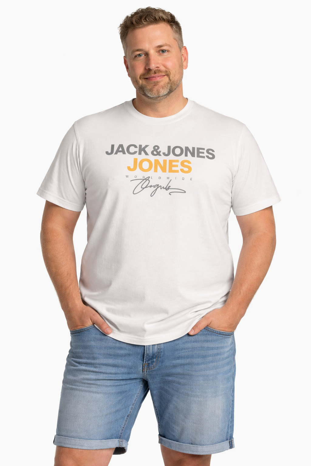 Jack & Jones – Ganggu T-Shirt – Hvid (3XL–8XL)