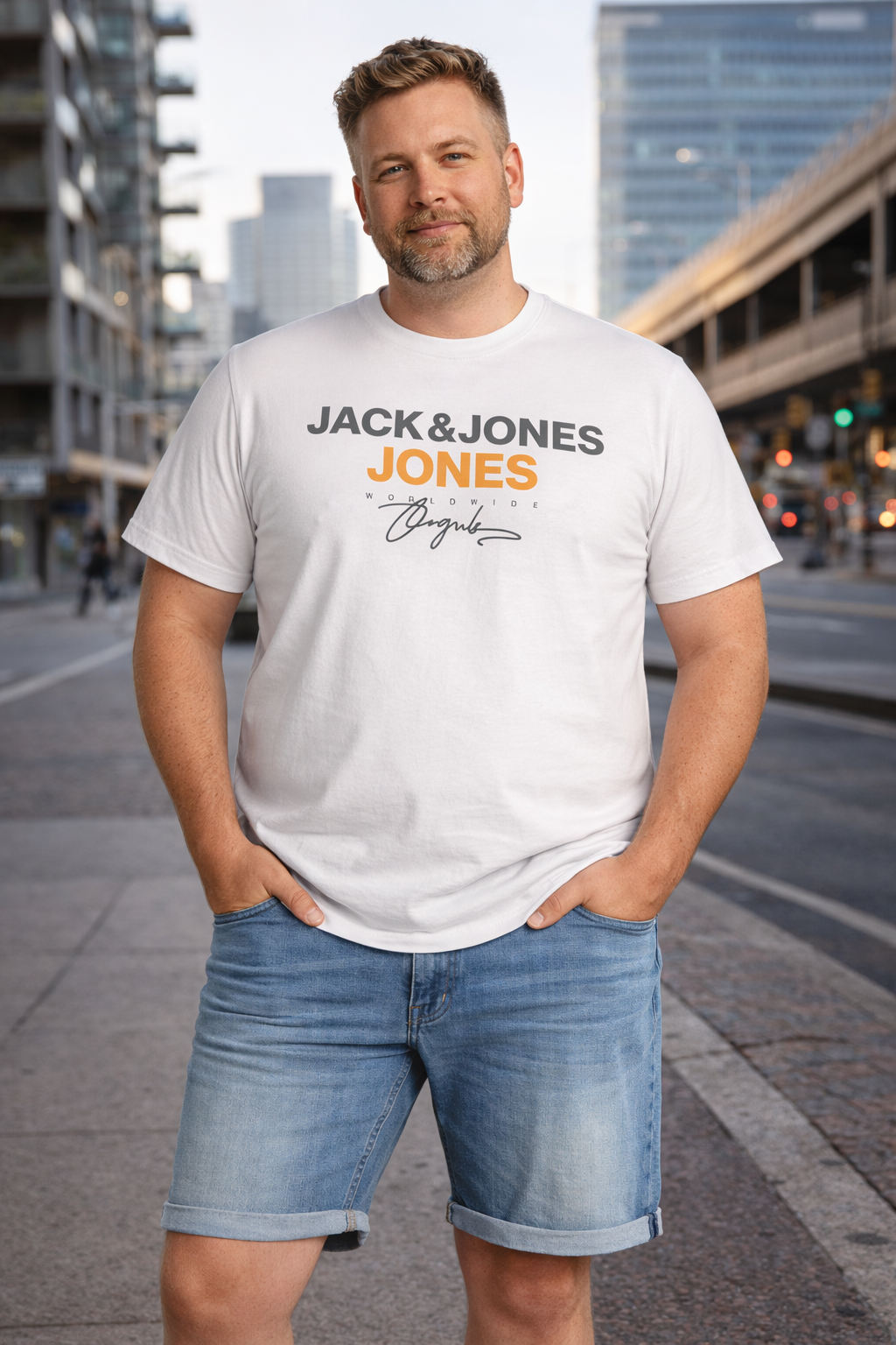 Jack & Jones – Ganggu T-Shirt – Hvid (3XL–8XL)