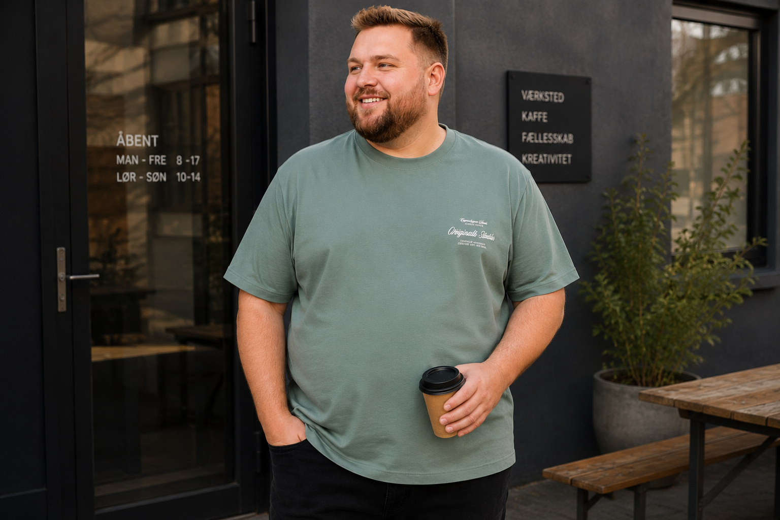 Jack & Jones Nørrebro Typo T-Shirt – Støvet Grøn (3XL-8XL)