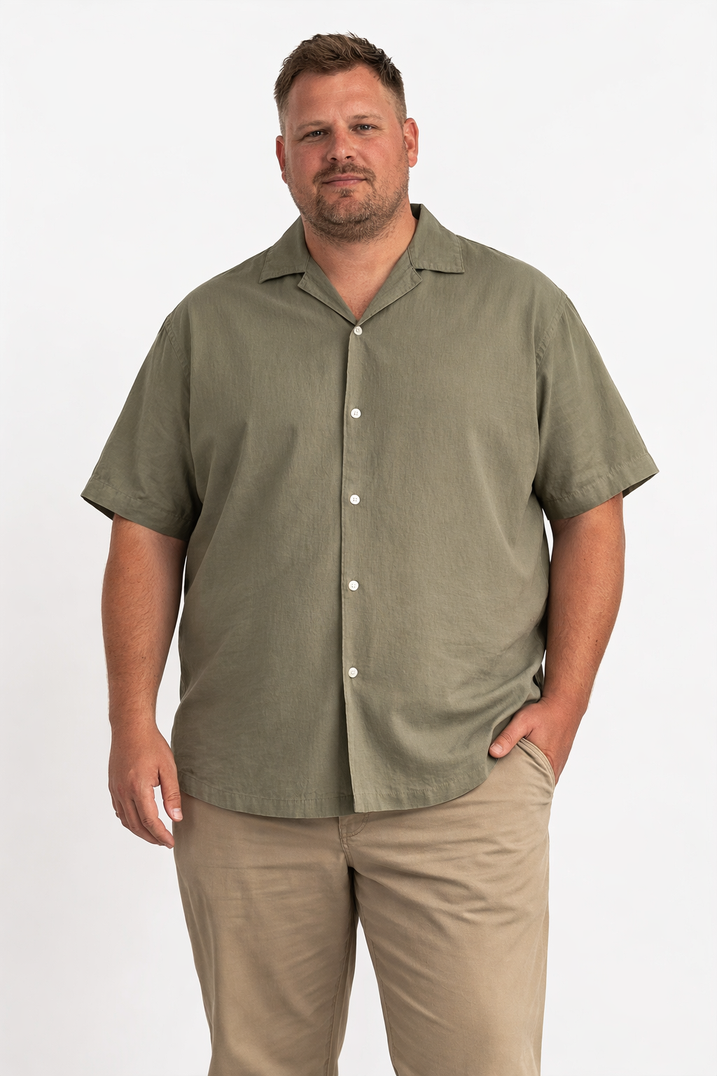 Jack & Jones - Breeze Hør Resort m. kort ærme - Dusty Olive