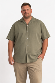 Jack & Jones - Breeze Hør Resort m. kort ærme - Dusty Olive