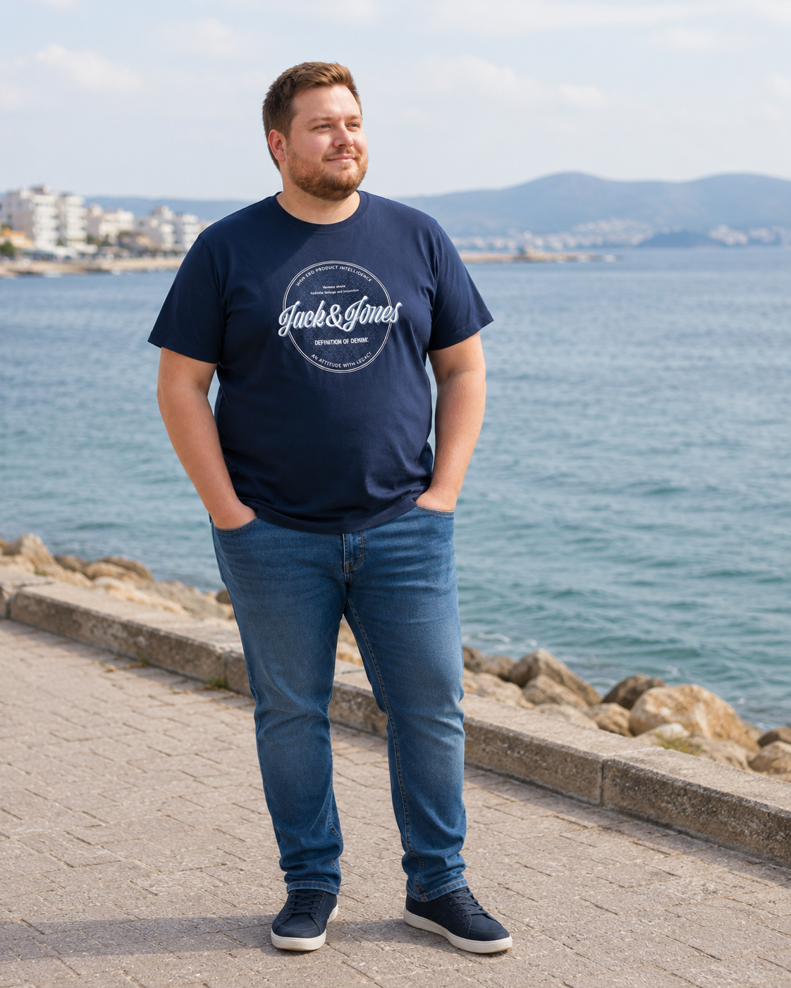 Jack & Jones - Dover Denim T-Shirt – Navy Blazer (3XL-8XL)