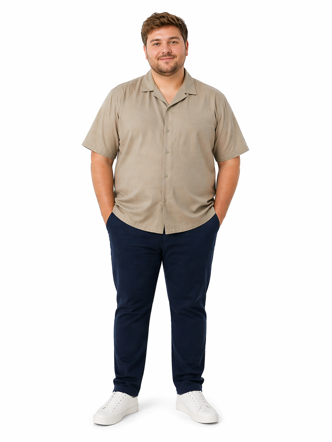 Jack & Jones - Global Waffle Resort Skjorte - Vetiver– (3XL til 8XL)