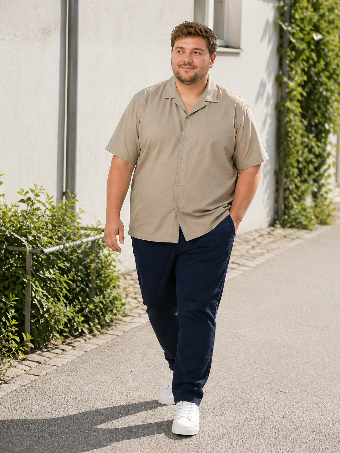 Jack & Jones - Global Waffle Resort Skjorte - Vetiver– (3XL til 8XL)