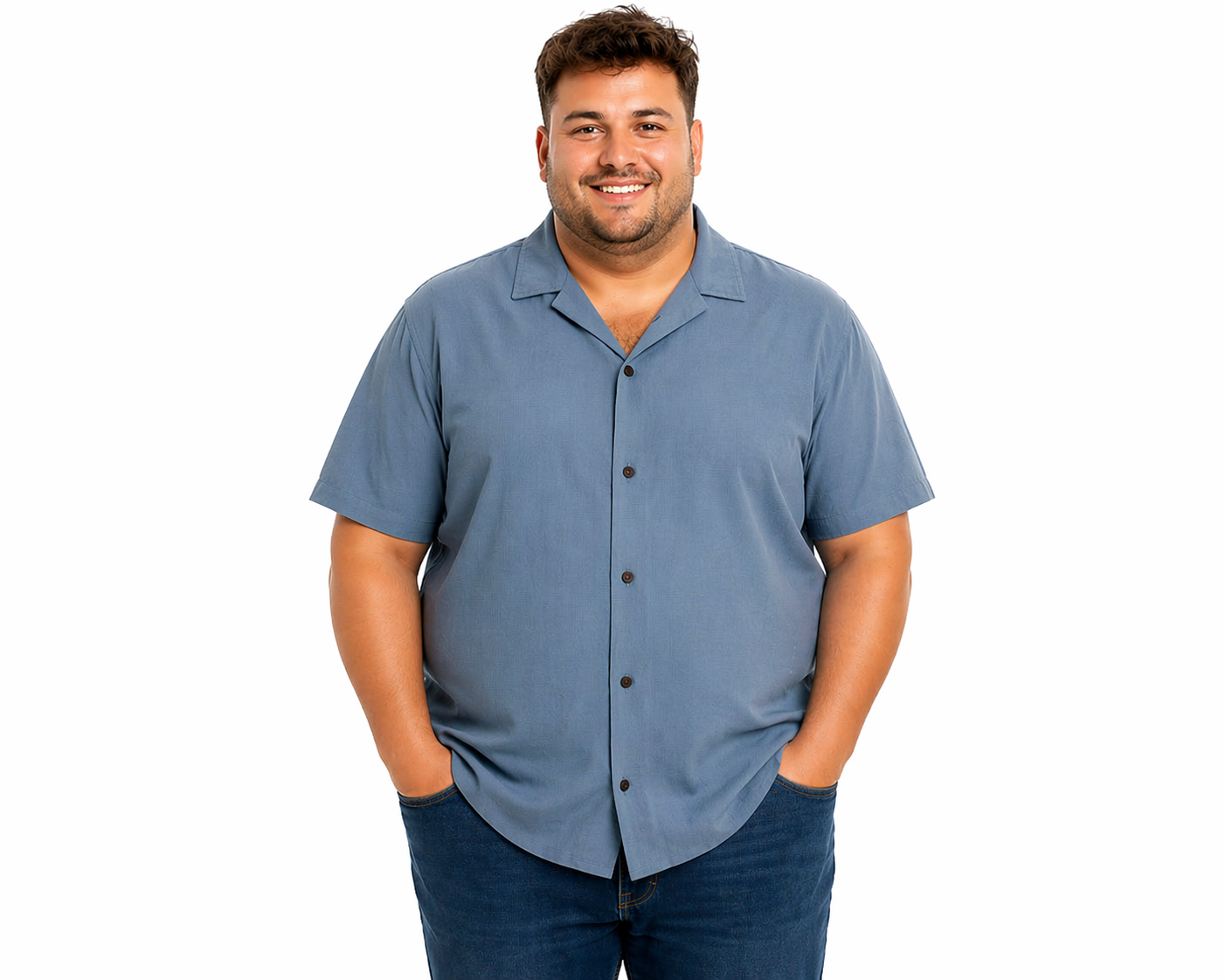 Jack & Jones Global Waffle Resort Skjorte – Blue Mirage – 3XL til 8XL