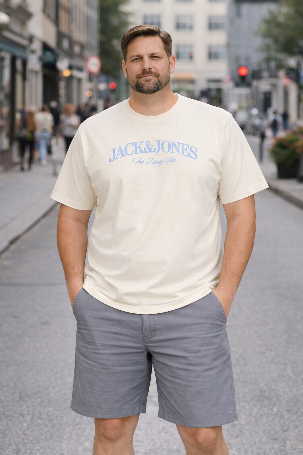 Jack & Jones – Branding T-Shirt – Antique Hvid (3XL–8XL)