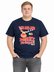 Jack & Jones - Xmas Fun Ho Ho Ho T-Shirt – Navy Blazer - 3XL-8XL
