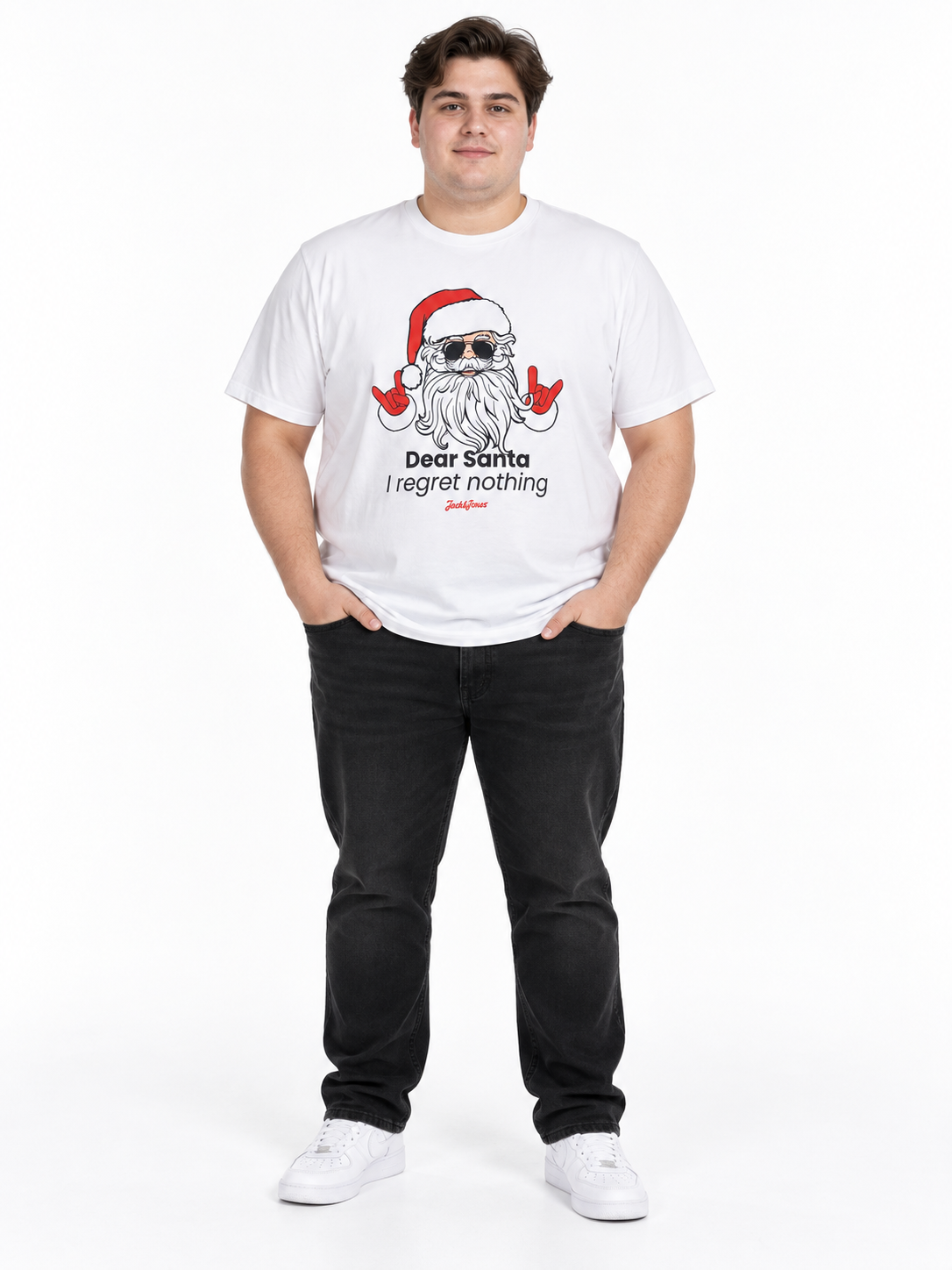 Jack & Jones - Xmas Fun Santa T-Shirt – Hvid - 3XL-8XL