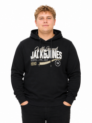 Jack & Jones - Logo Sweat 2 Hættetrøje AW26 - Sort (3XL - 8XL)