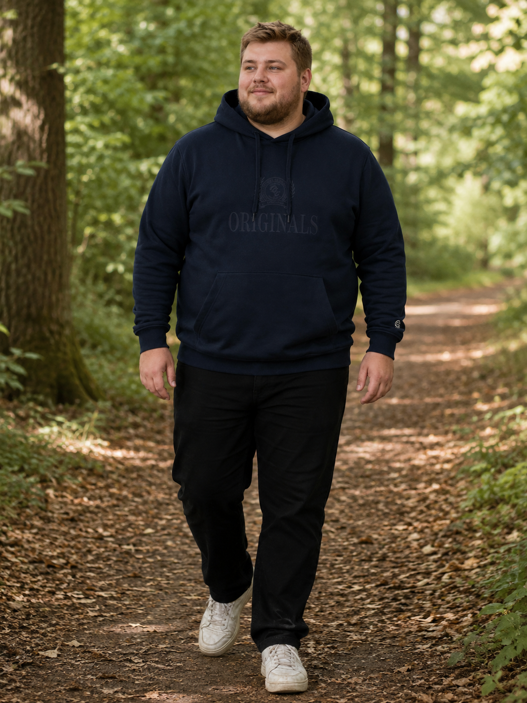 Jack & Jones - Frederiksberg Monogram Hættetrøje - Sky Captain (3XL-8XL)