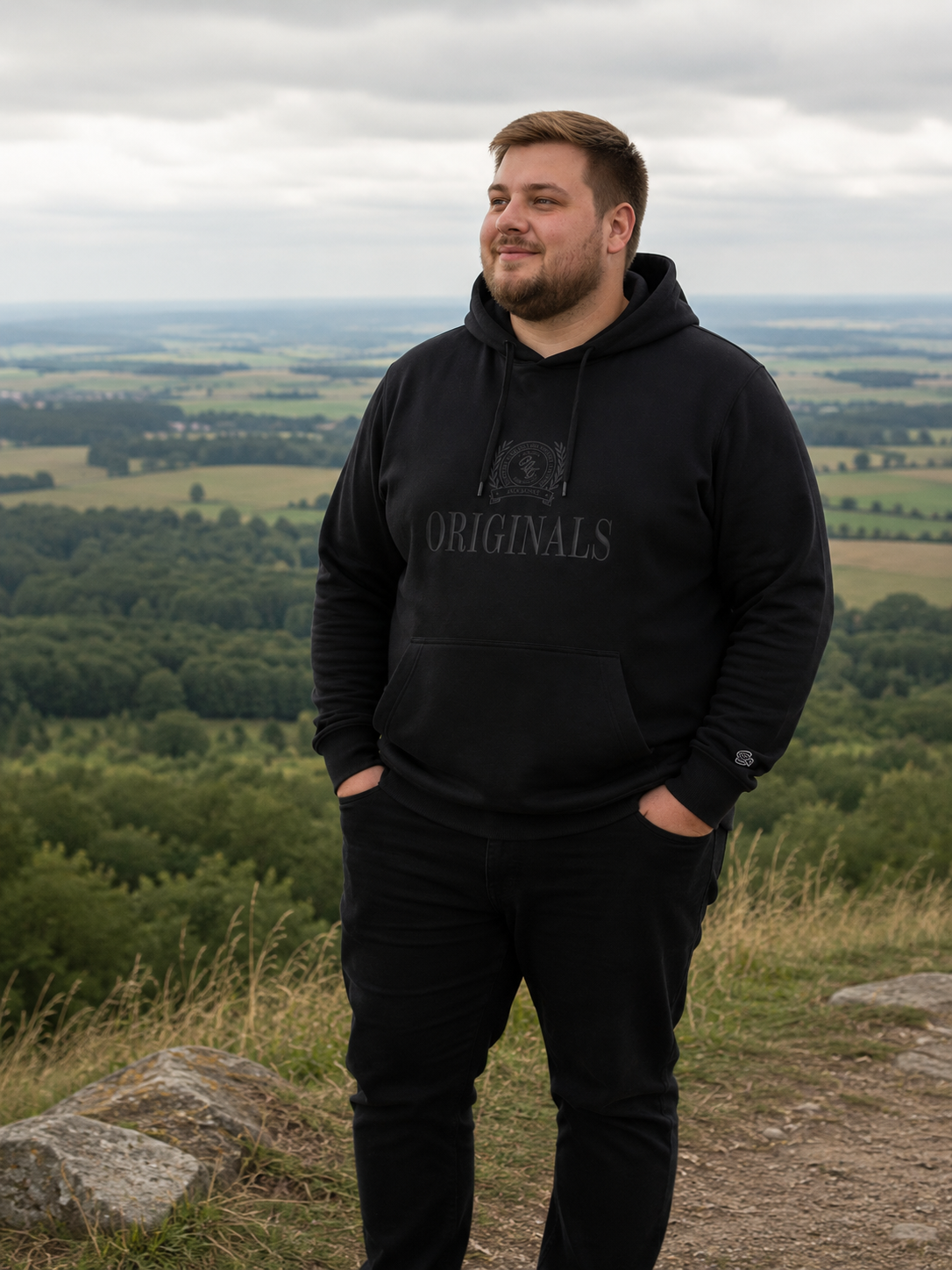 Jack & Jones - Frederiksberg Monogram Hættetrøje - Sort (3XL-8XL)