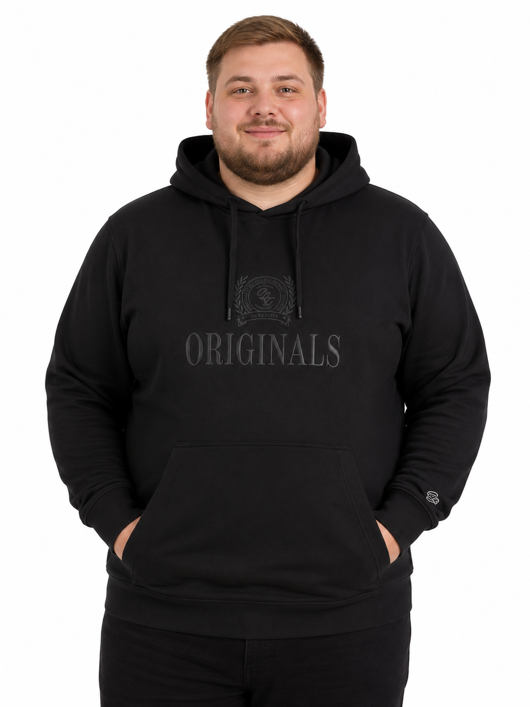 Jack & Jones - Frederiksberg Monogram Hættetrøje - Sort (3XL-8XL)