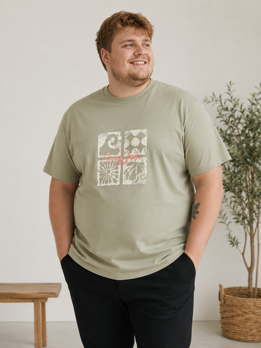 Jack & Jones - Riviera Front T-Shirt - Seagrass - (3XL-8XL)