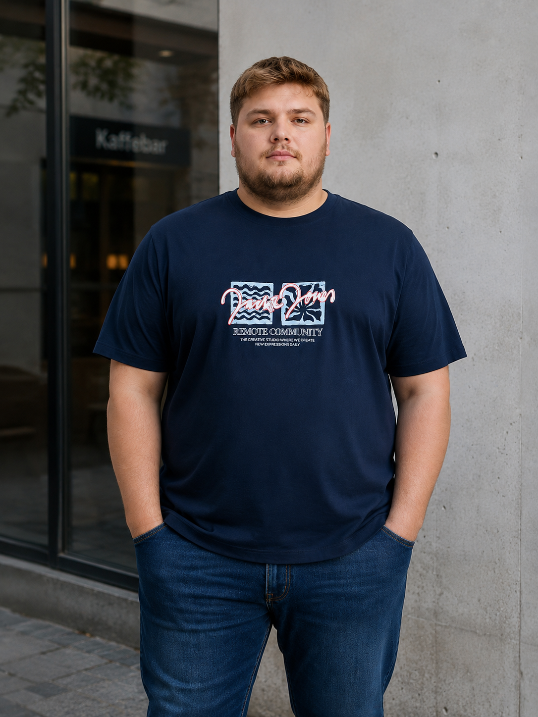 Jack & Jones - Riviera Front T-Shirt - Sky Captain - (3XL-8XL)