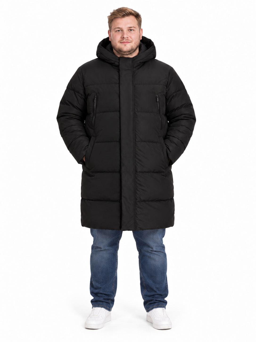Jack & Jones - Becks Lang Puffer Jakke - Sort (3XL-8XL)
