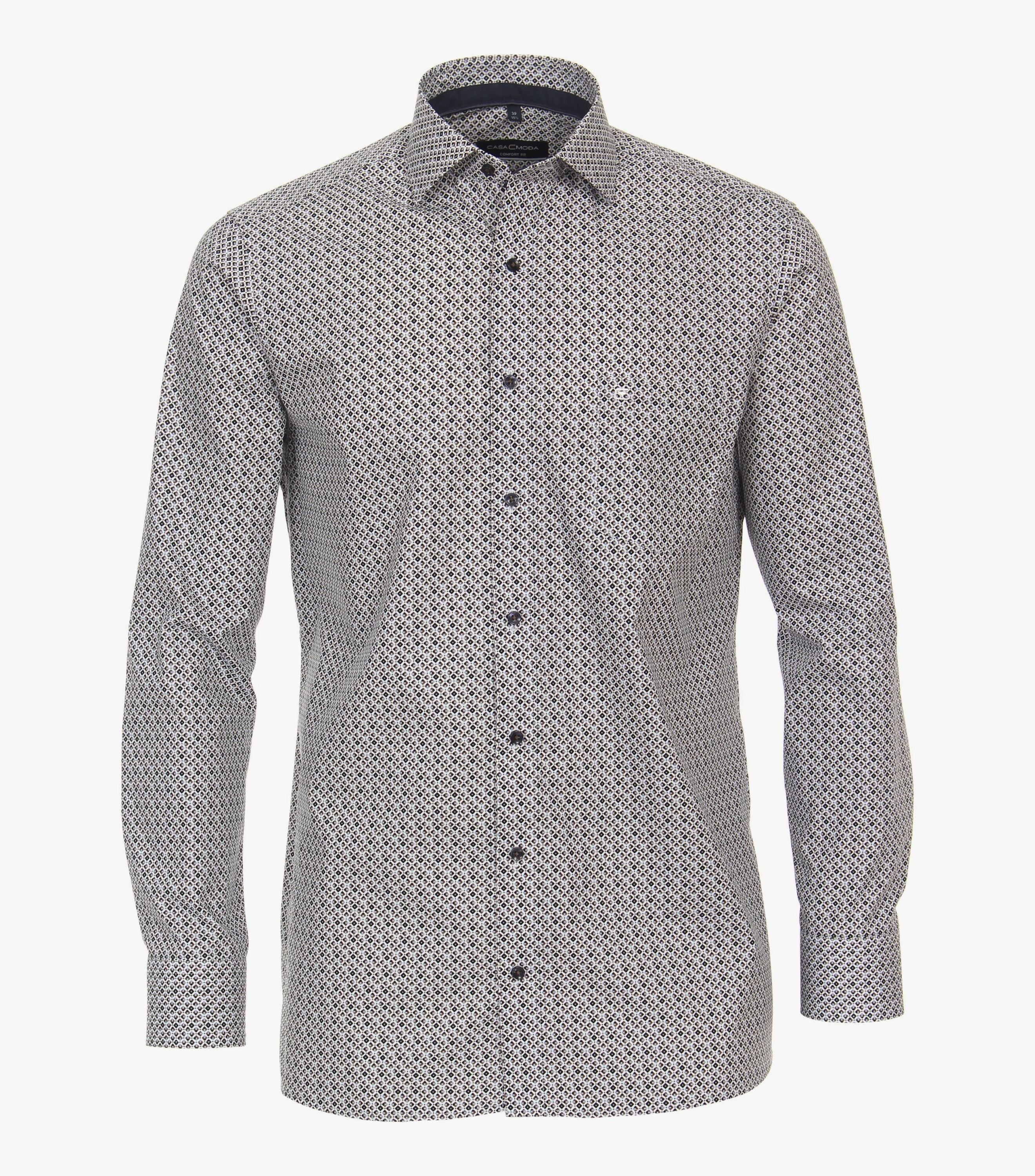 Casa Moda - Kent Comfort Fit Mønster L/S Brun