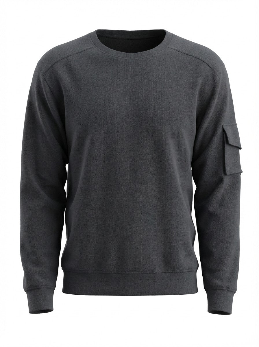 Amalfi Sweatshirt med Ærmelomme – Mørkegrå – 2XL til 8XL