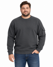 Amalfi Sweatshirt med Ærmelomme – Mørkegrå – 2XL til 8XL