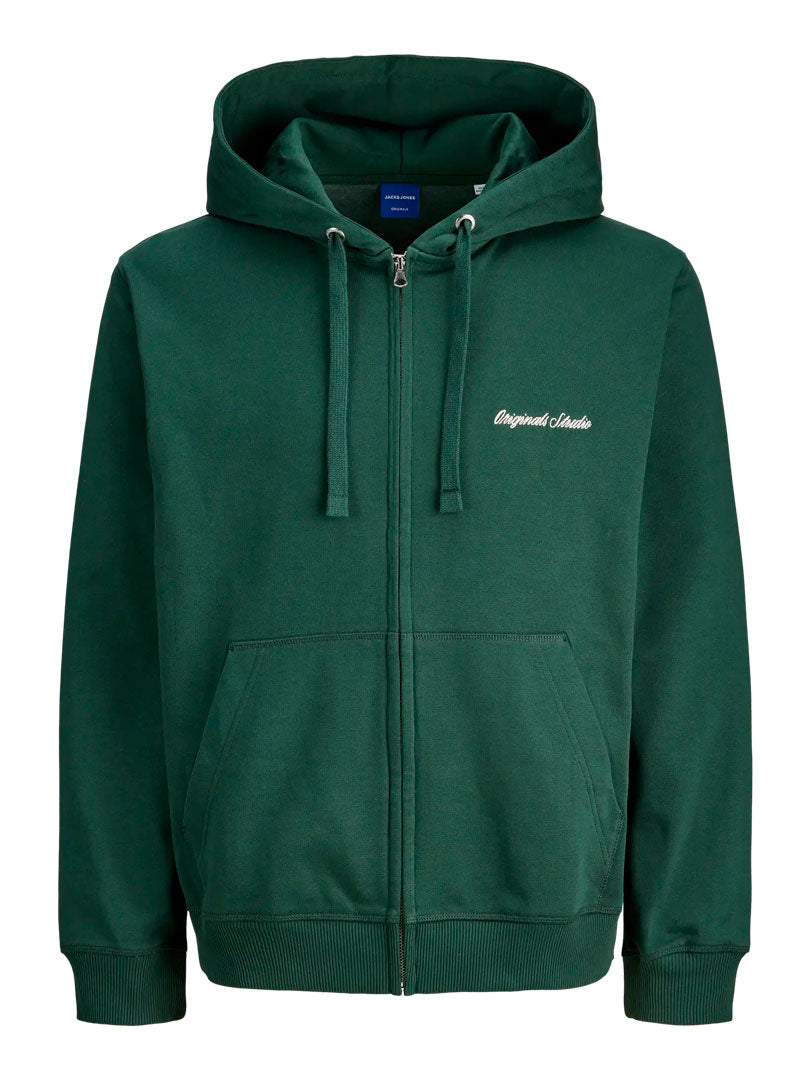 Jack & Jones - Nørrebro EMB Sweat Zip Hættetrøje - Grøn