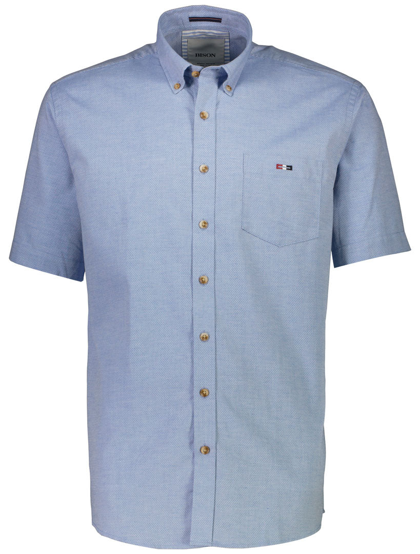 Bison - Ensfarvet Skjorte Blå