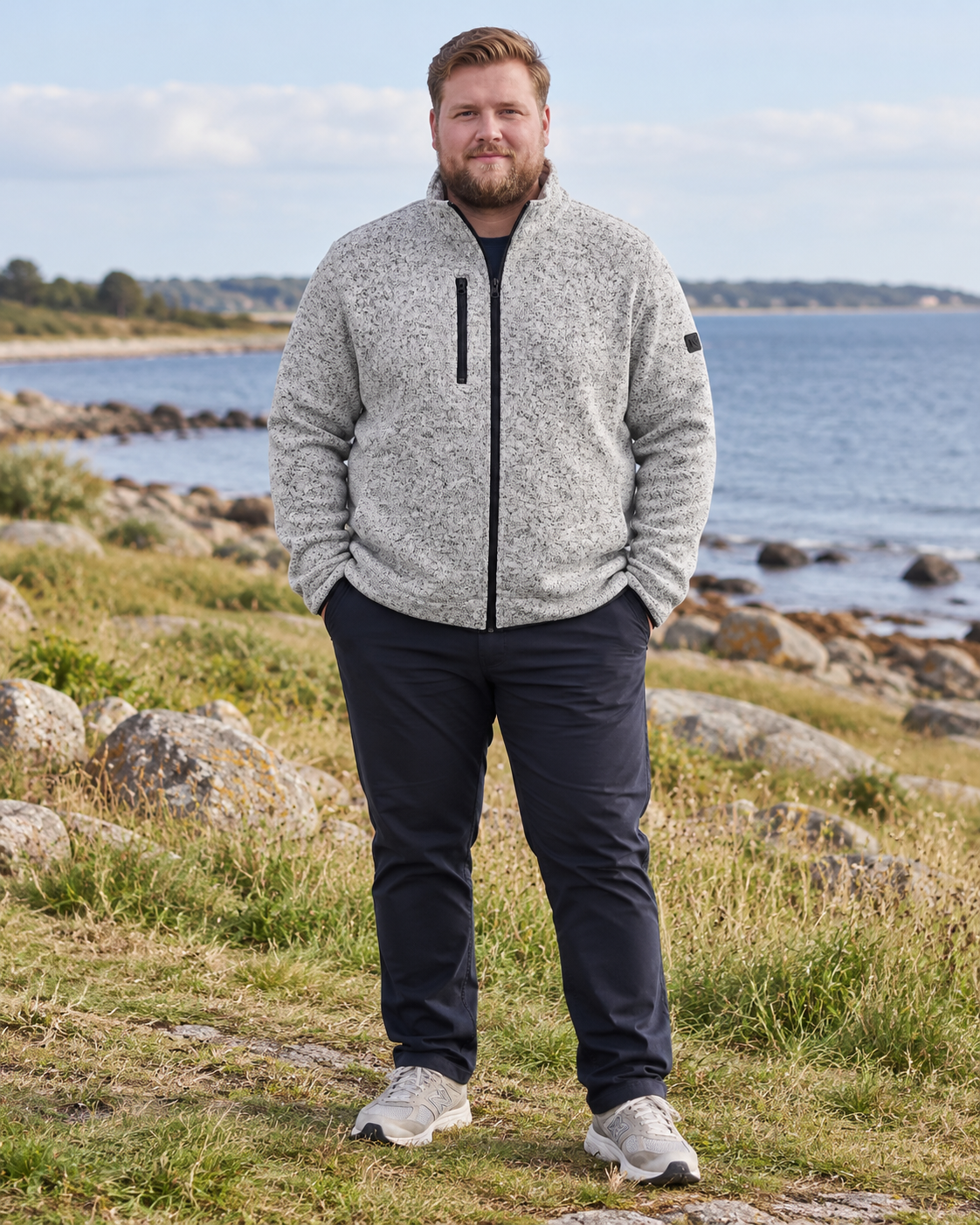 Athlets Collektive - Auro Strikfleecejakke – Grå Melange -2XL til 8 XL