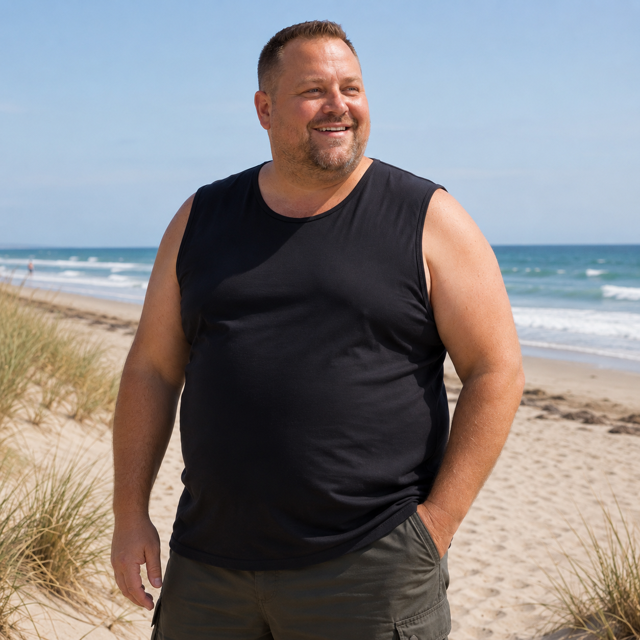 Adamo Tanktop – Sort (3XL-8XL)