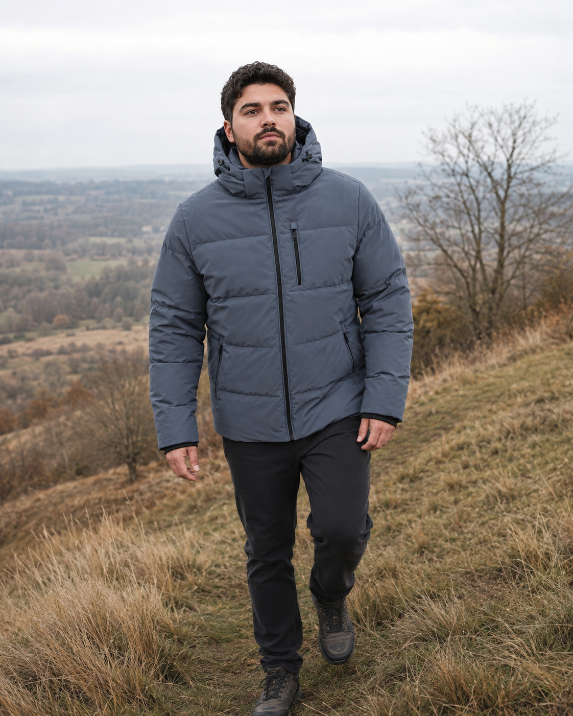 Jack & Jones - Becks Puffer Jakke - Turbulence (Grå) (3XL-8XL)