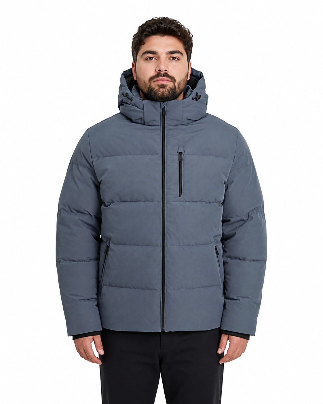 Jack & Jones - Becks Puffer Jakke - Turbulence (Grå) (3XL-8XL)
