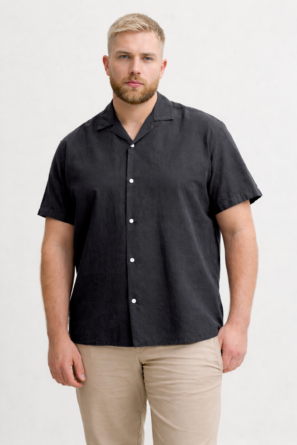 Jack & Jones Breeze Hør Skjorte – Sort – (3XL-8XL)