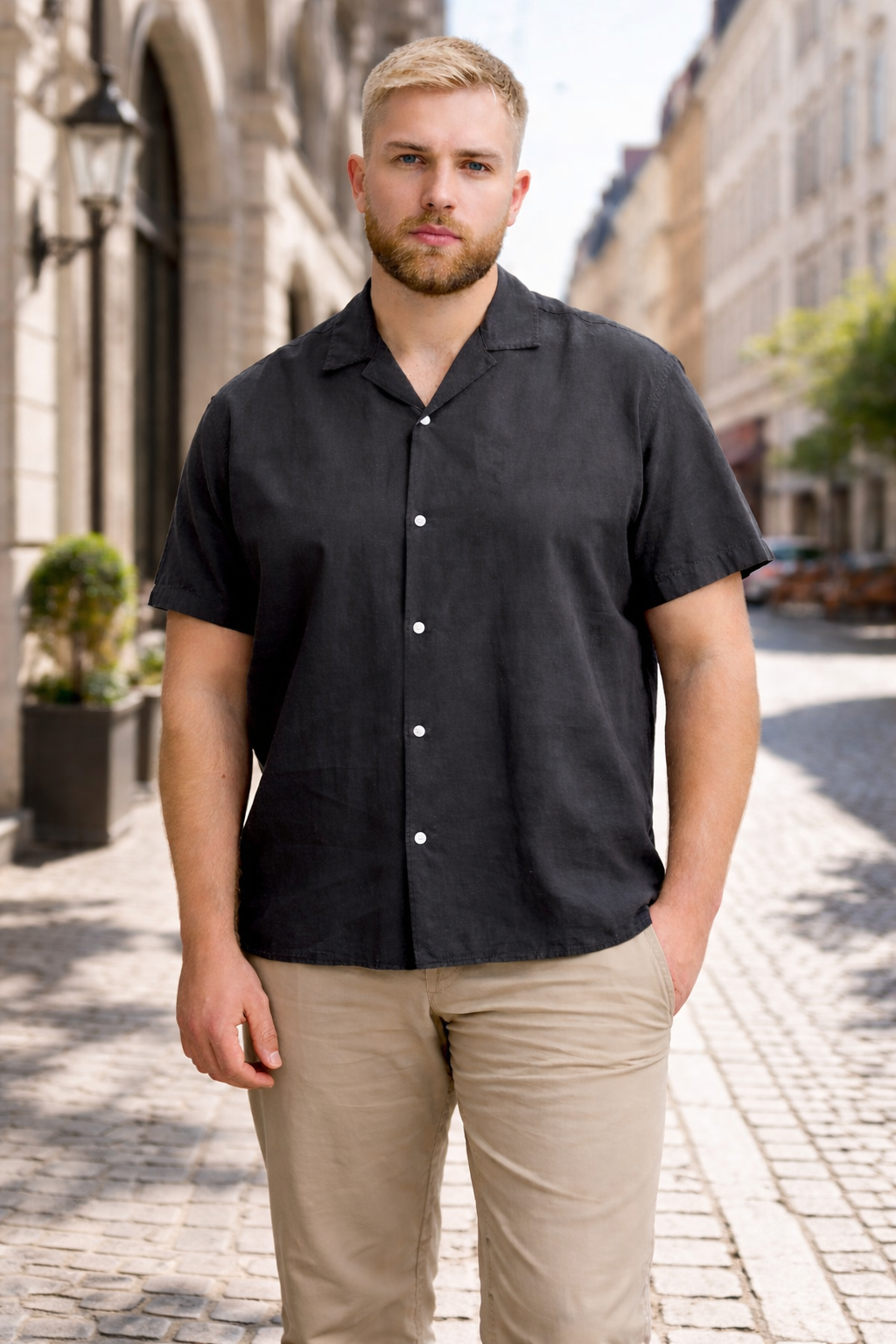 Jack & Jones Breeze Hør Skjorte – Sort – (3XL-8XL)