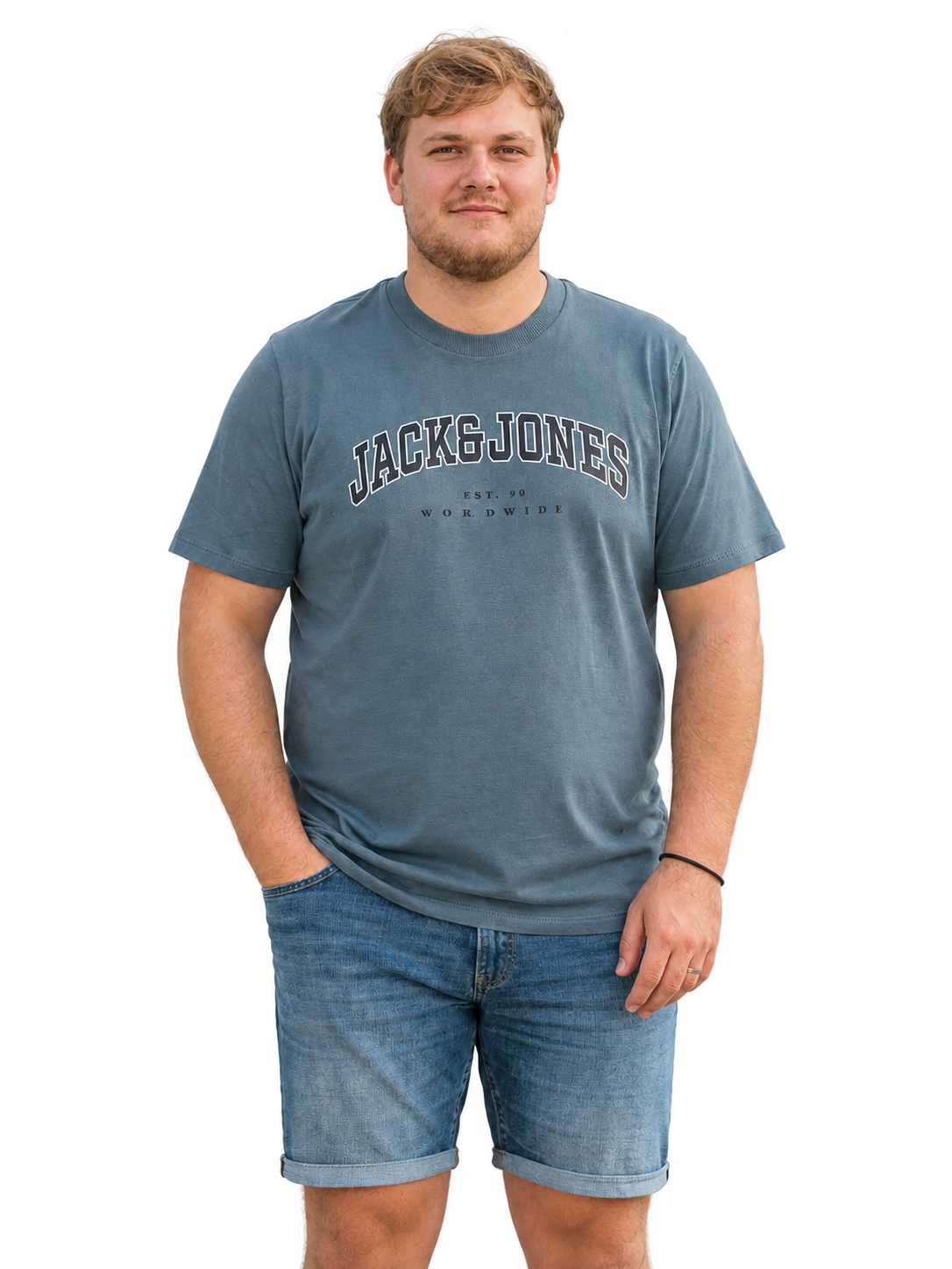 Jack & Jones Caleb Tee – Stormy Weather | 3XL–8XL