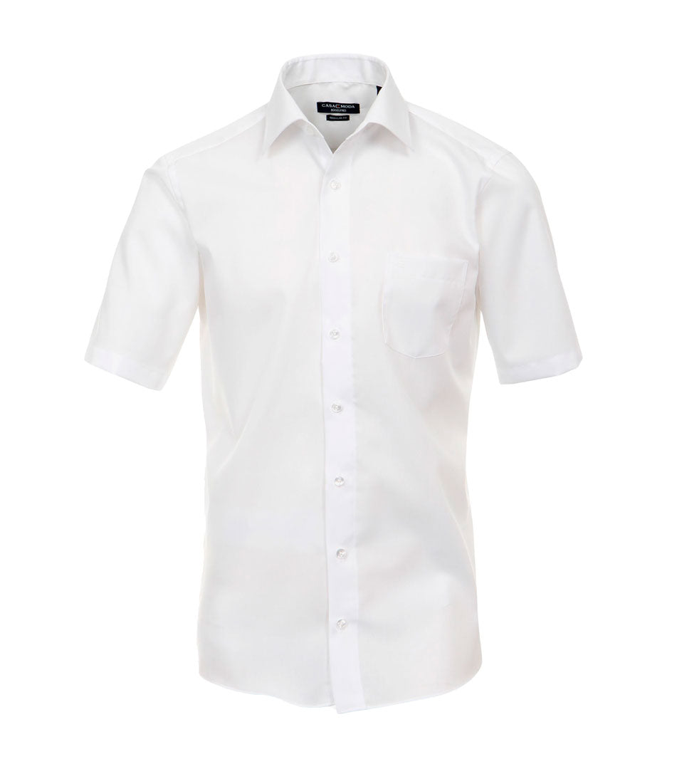 Casa Moda - Comfort Fit Hvid m. hvide knapper og  Korte Ærmer