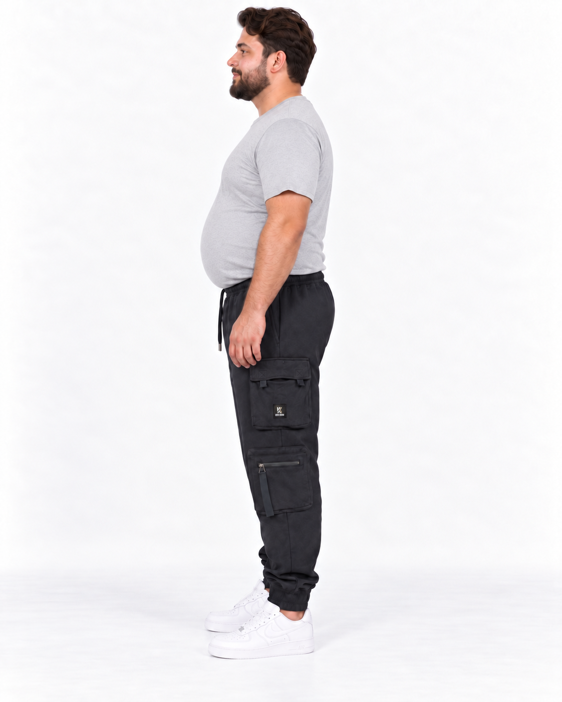 Kam - Raw Denim Cargo Jogging Bukser - Navy (2XL-8XL)