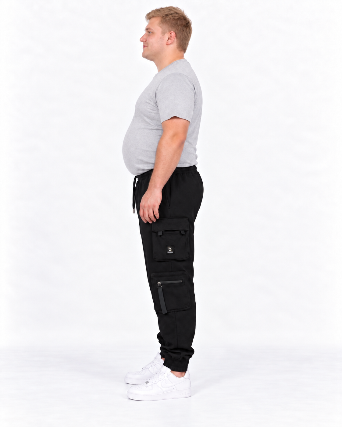 Kam - Raw Denim Cargo Jogging Bukser - Sort (2XL-8XL)