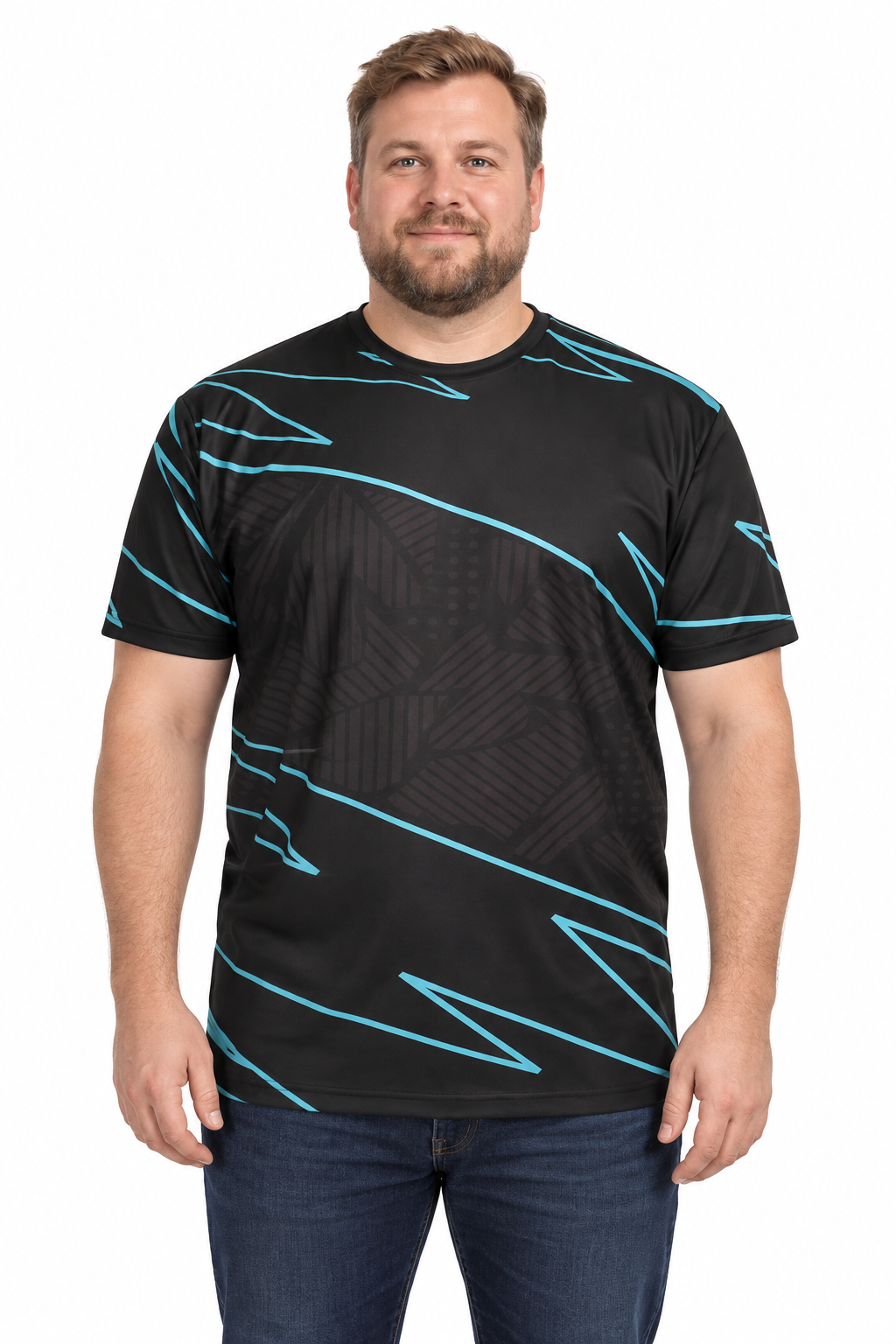 KAM - Active Performance T-shirt - Turkis Print – 2XL– 8XL