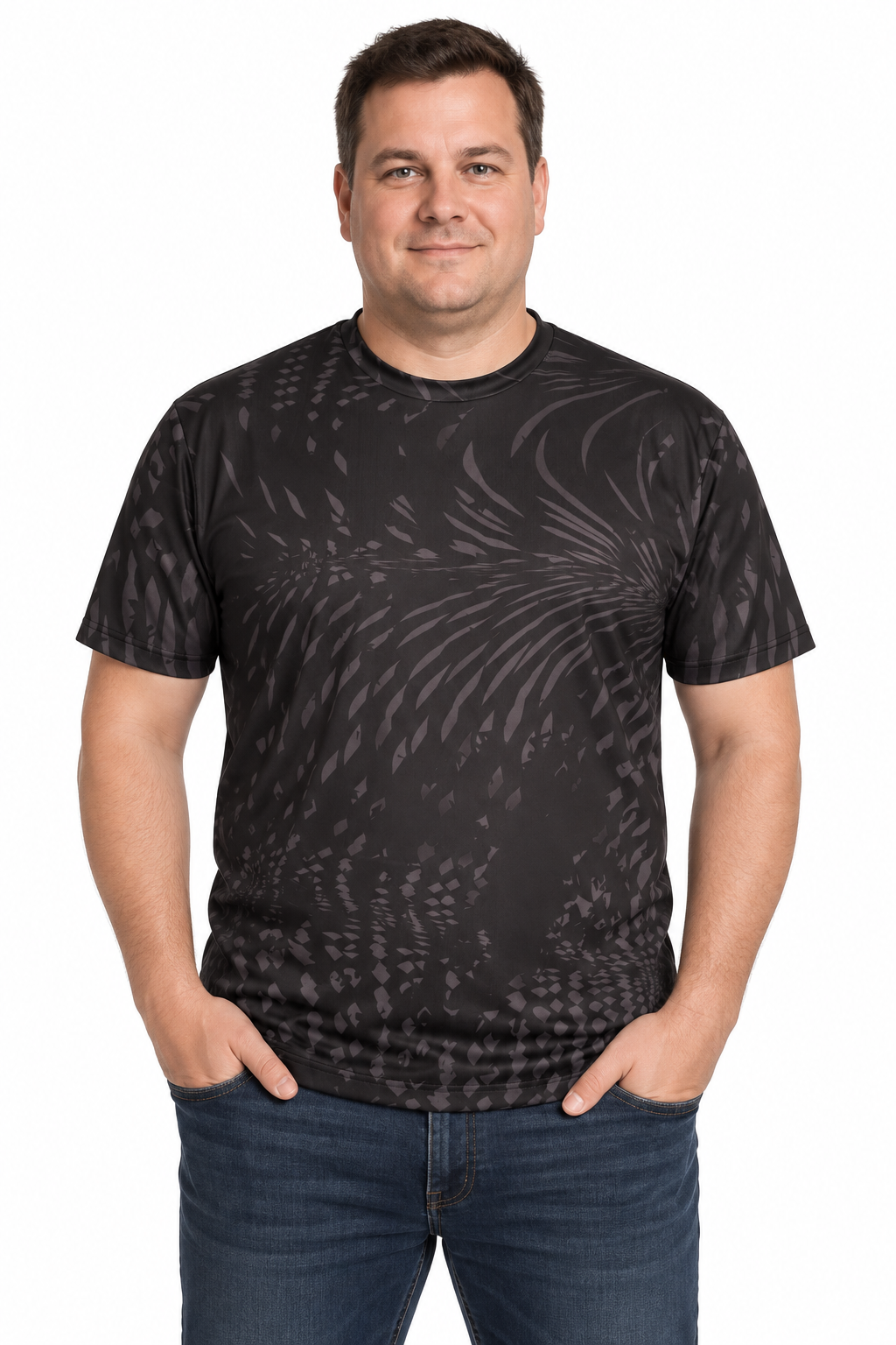 KAM - Active Performance T-shirt – Sort Print – 2XL– 8XL