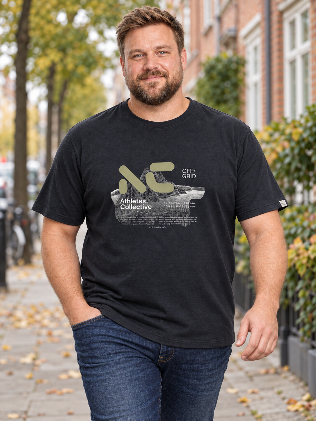 Athletes Collective - Bolzano Print T-Shirt – Sort – 2XL– 8XL