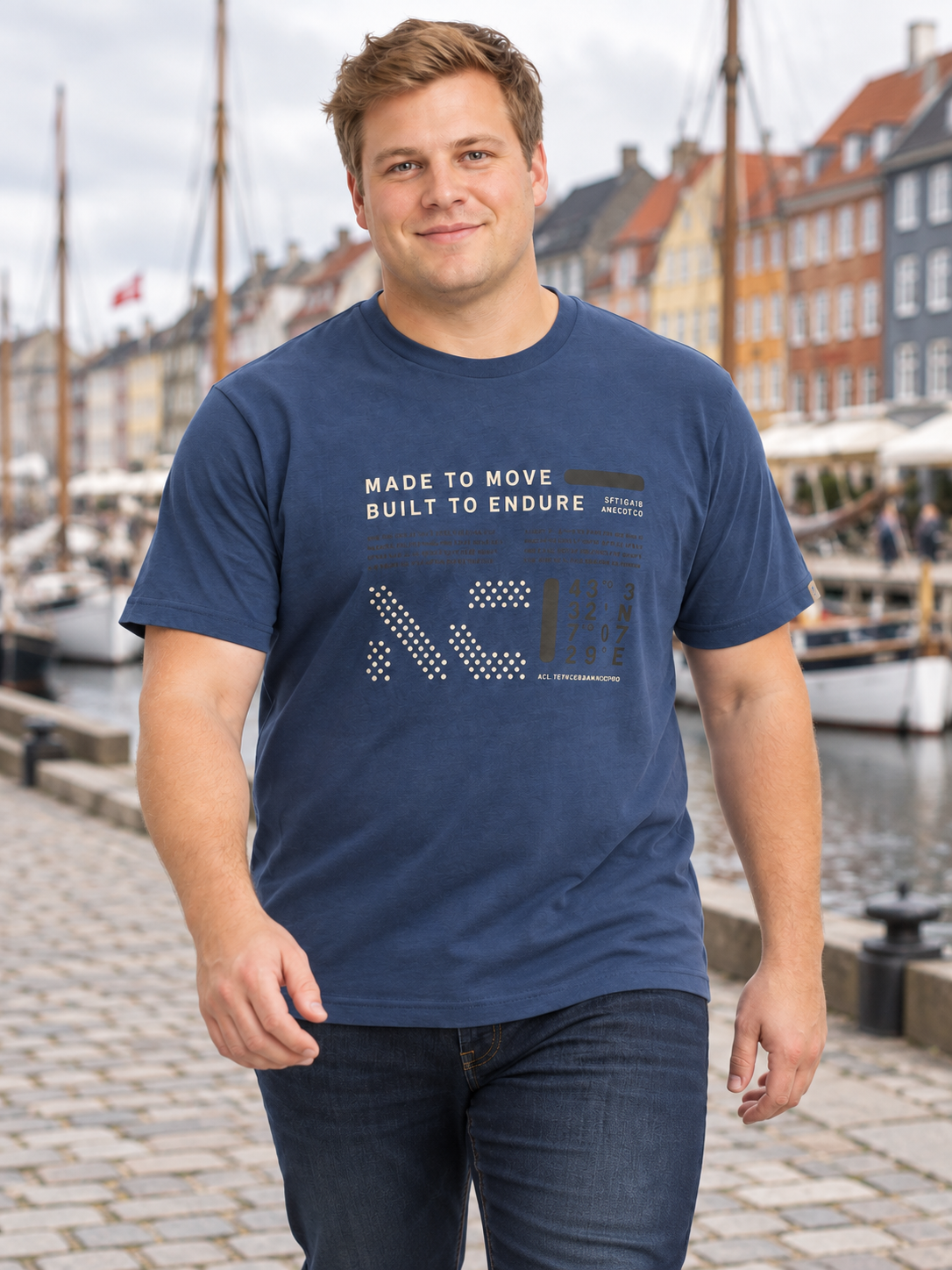 Athletes Collective - Camitello Print T-Shirt – Blå – 2XL– 8XL