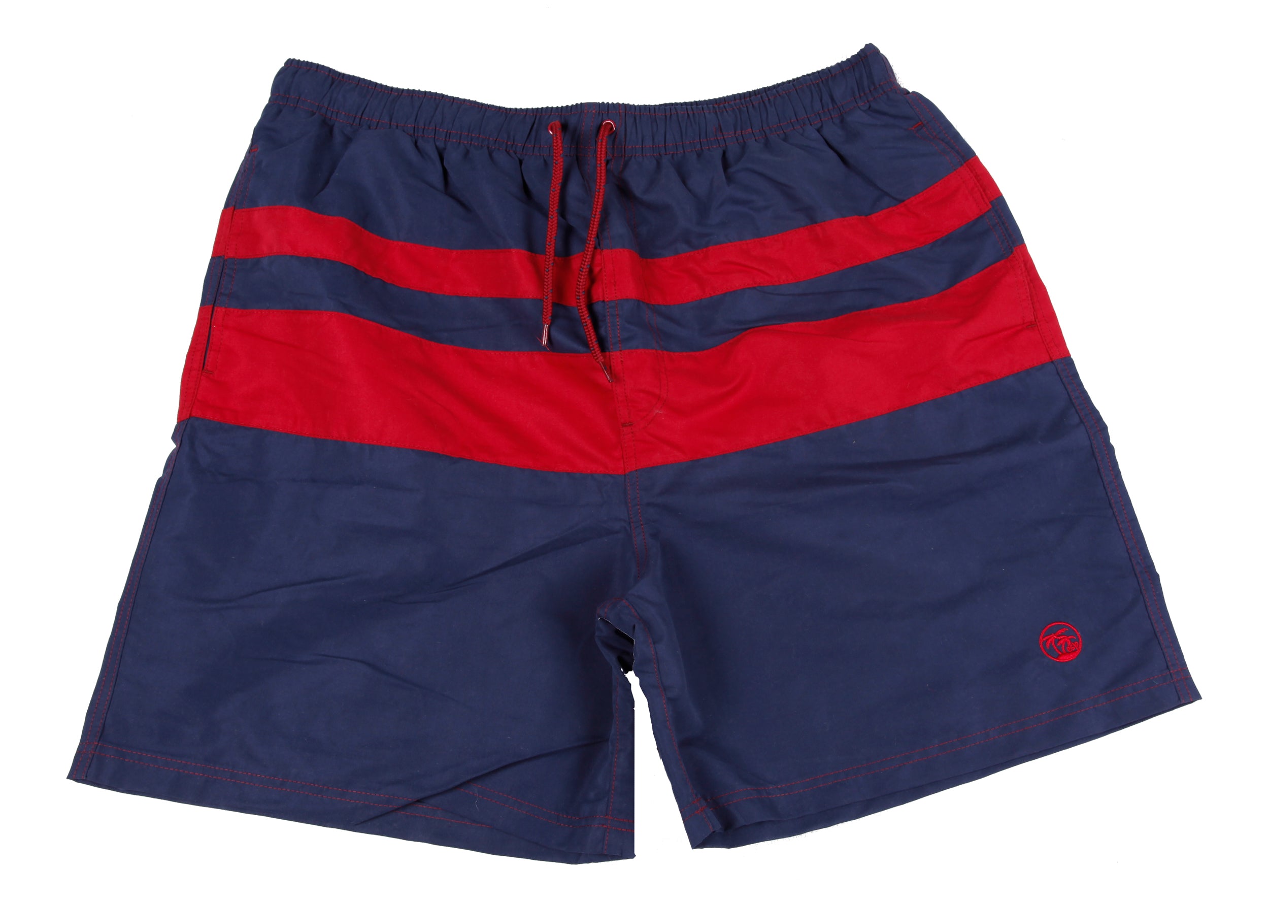 Espionage - Moderne Cut/Sew Badeshorts - Navy/Rød