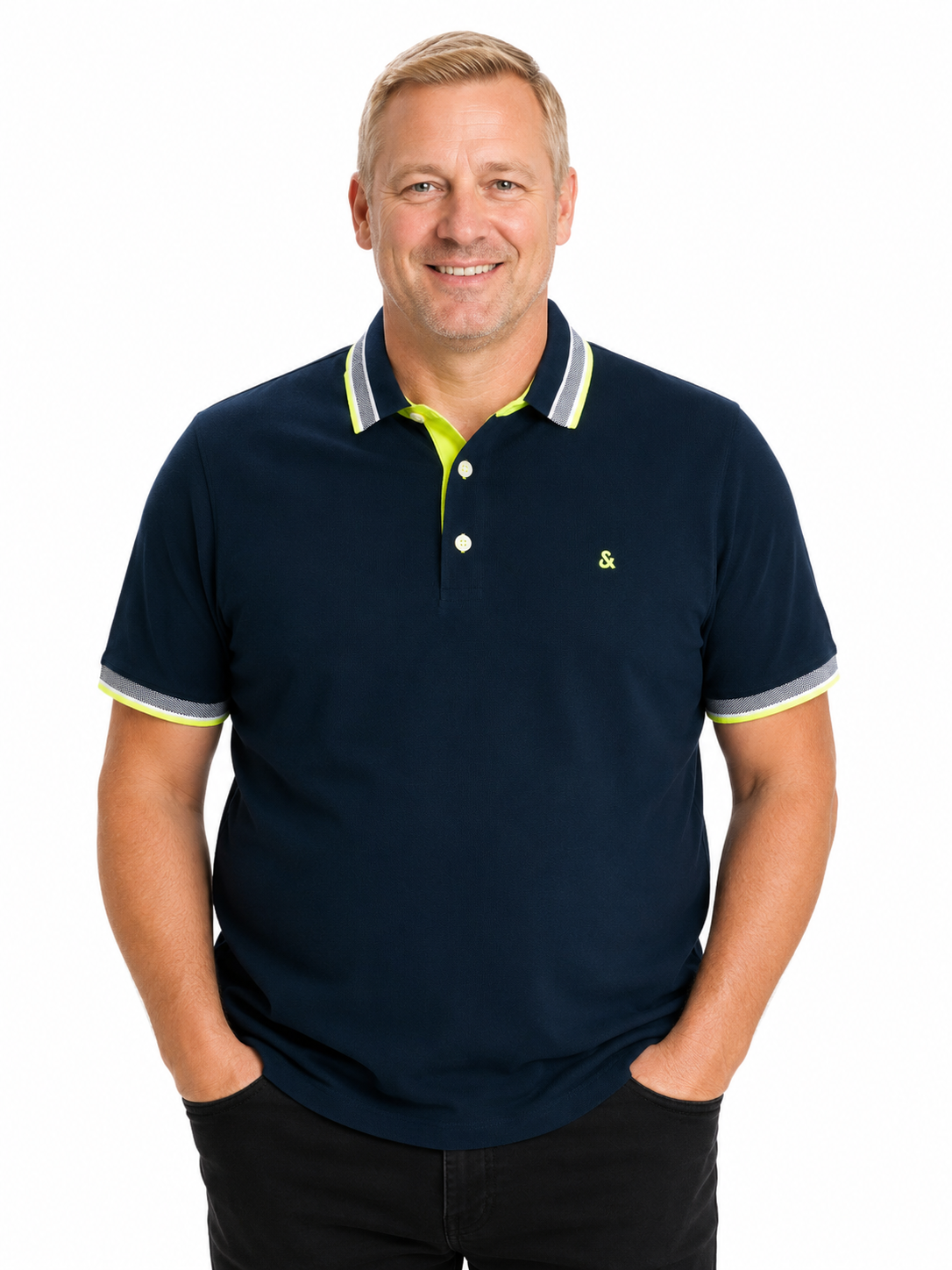 Jack & Jones - Paulos Polo - Dark Navy/Neon