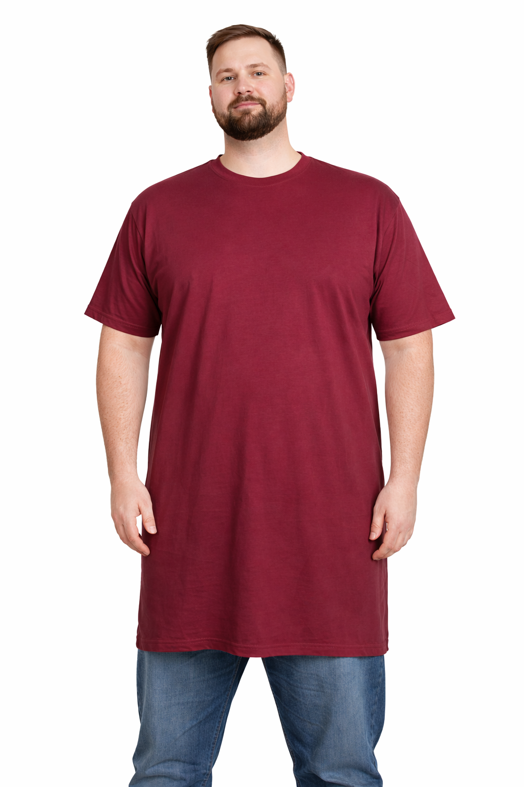 XLtøj - Standard T-Shirt Ekstra Lang - Vinrød