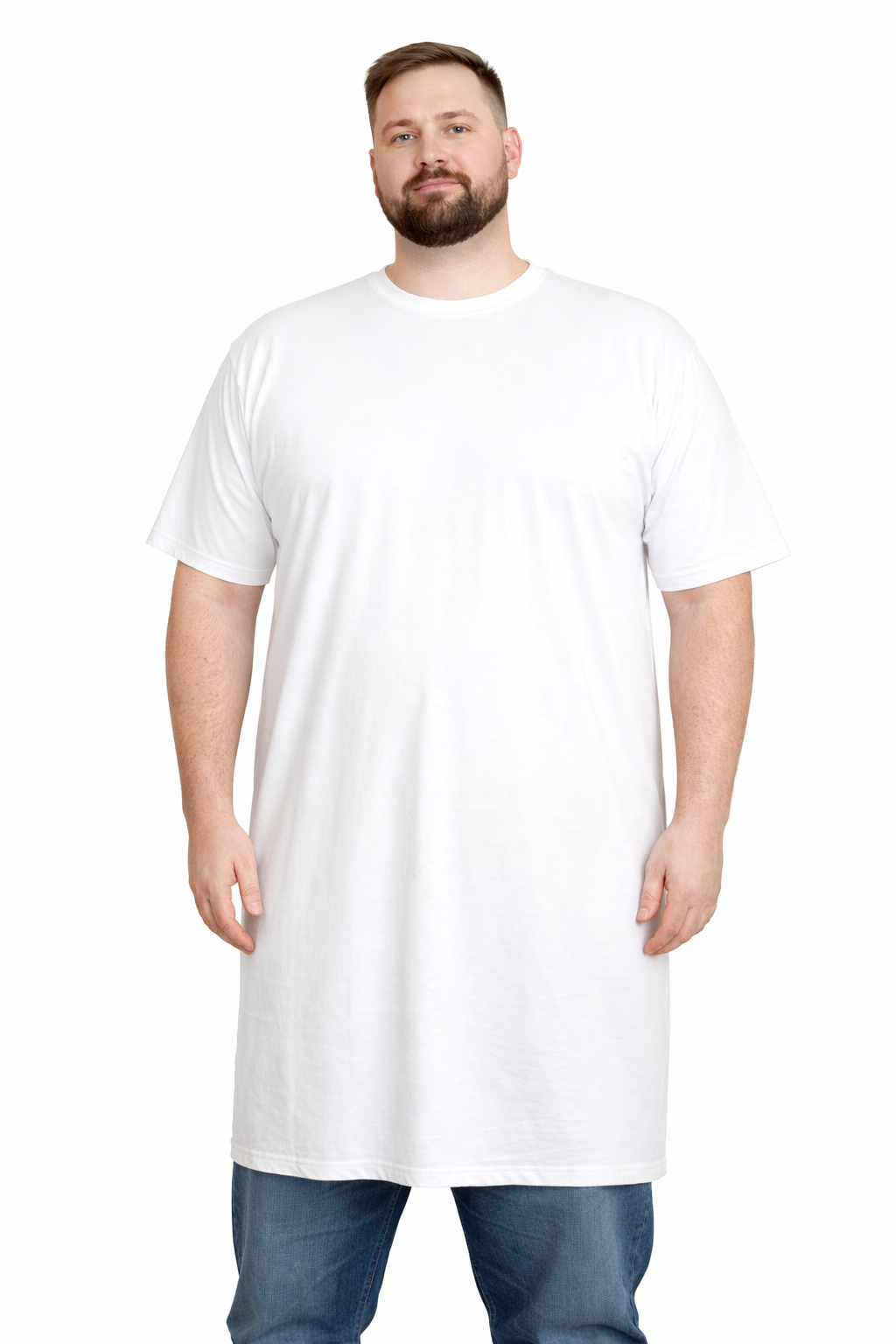 XLtøj - Standard T-Shirt Ekstra Lang - Hvid