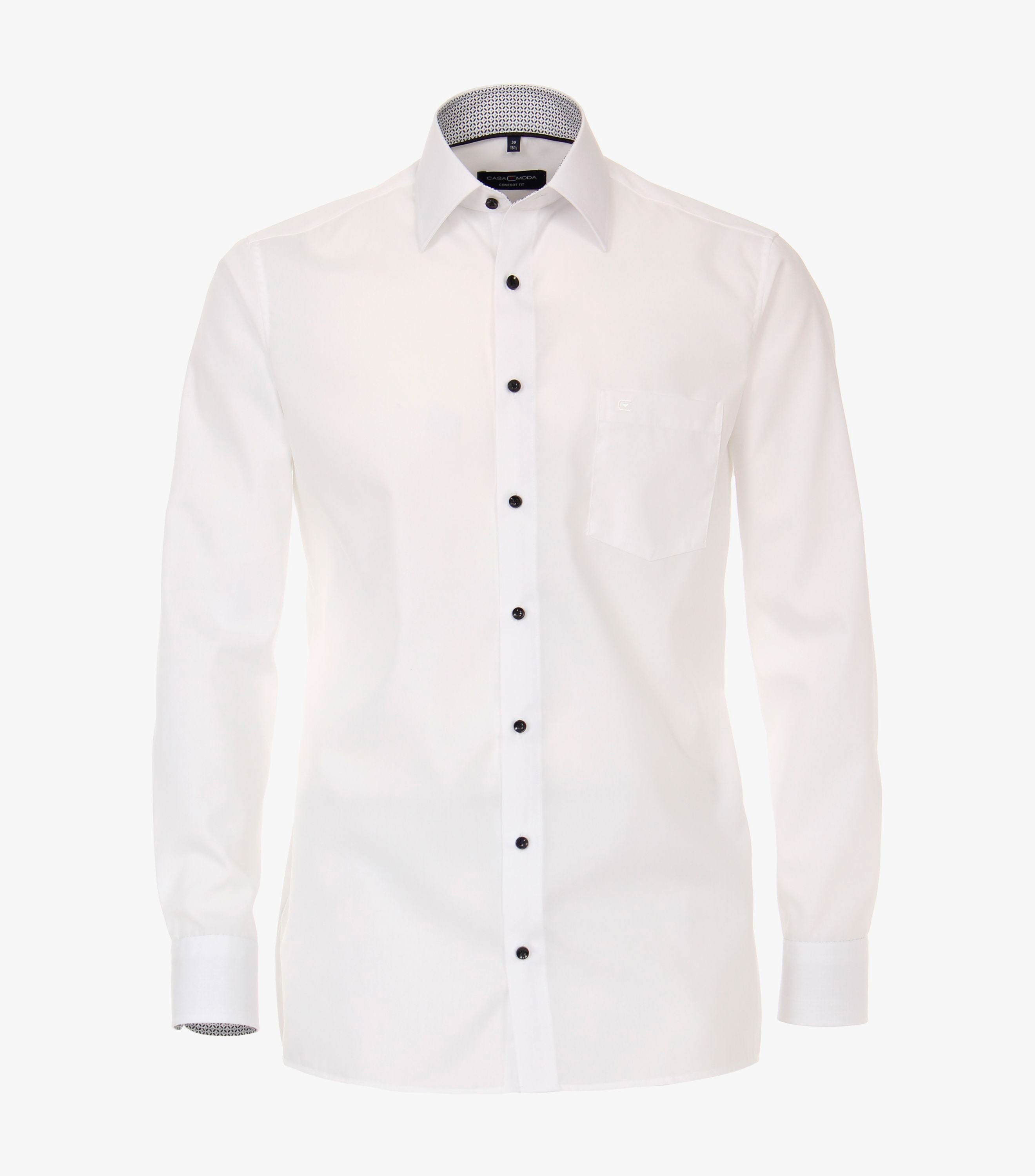 Casa Moda - Ensfarvet Glat Skjorte L/S - Hvid