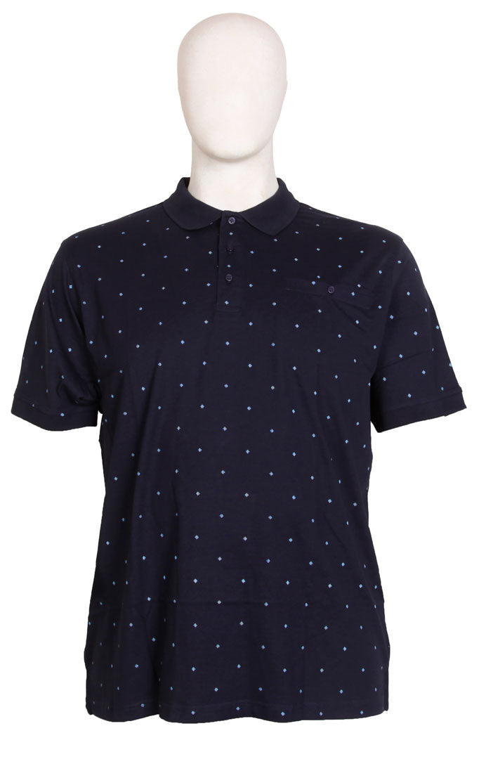 Espionage - All Over Print Jersey Polo - Navy