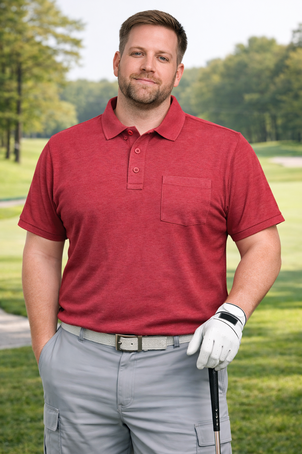 Louie James - Golf Polo Shirt - Melange Rød