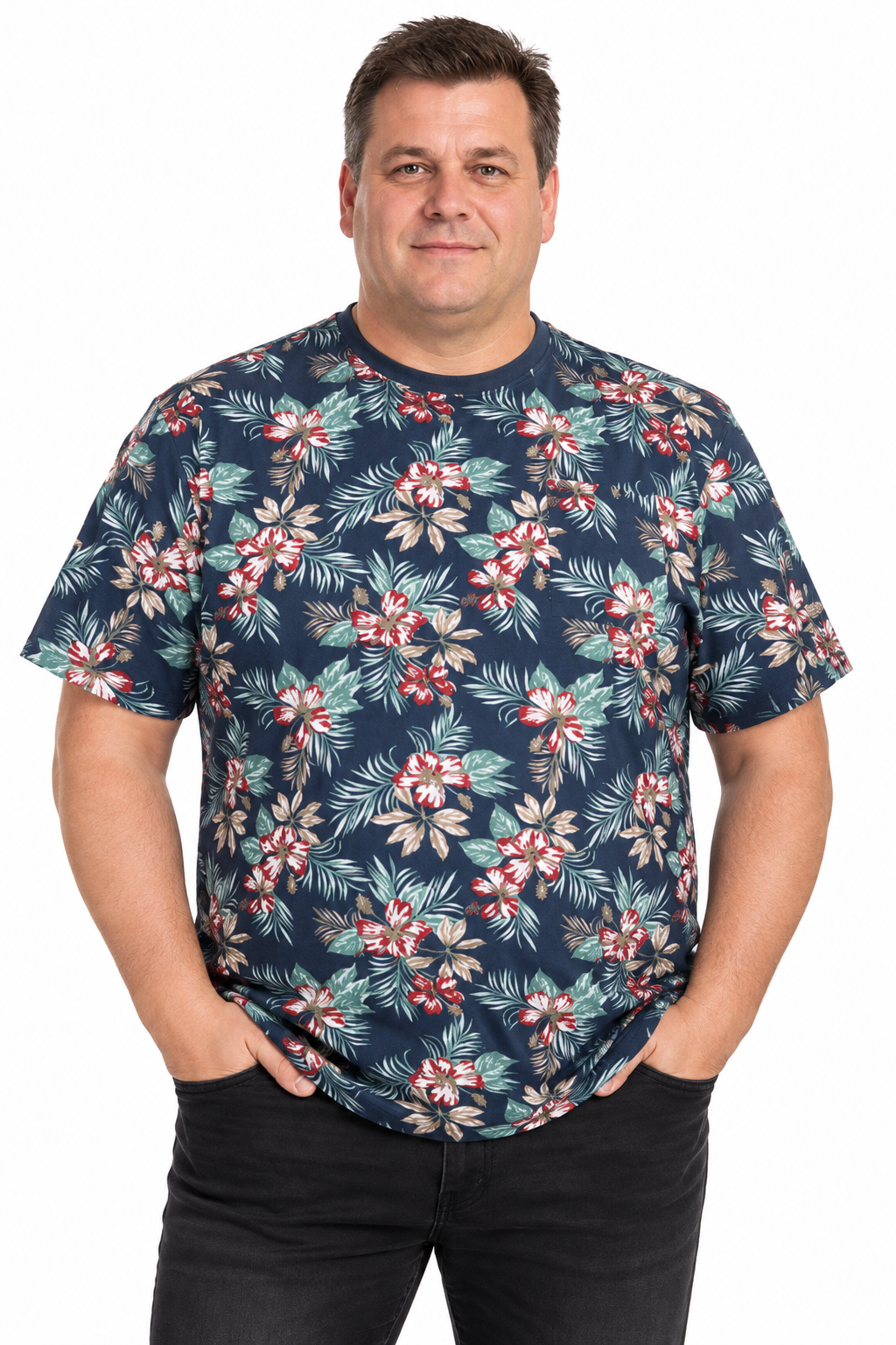 Espionage - Hibiscus Print T-Shirt