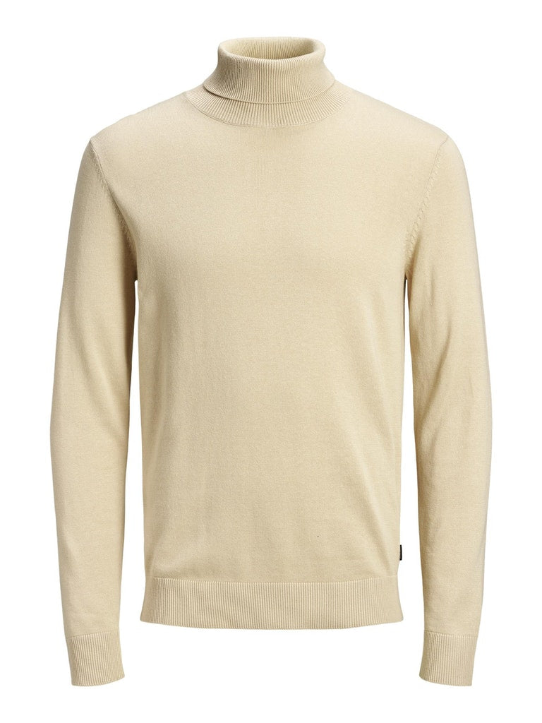 Jack & Jones - Emil 2 Rullekrave Strik Trøje - Oatmeal