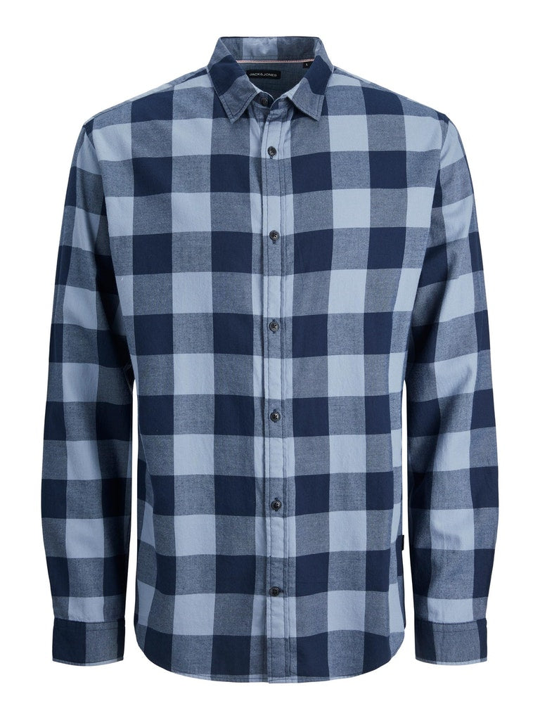 Jack & Jones - Gingham Twill Skjorte Lange ærmer Flint Stone (blå)